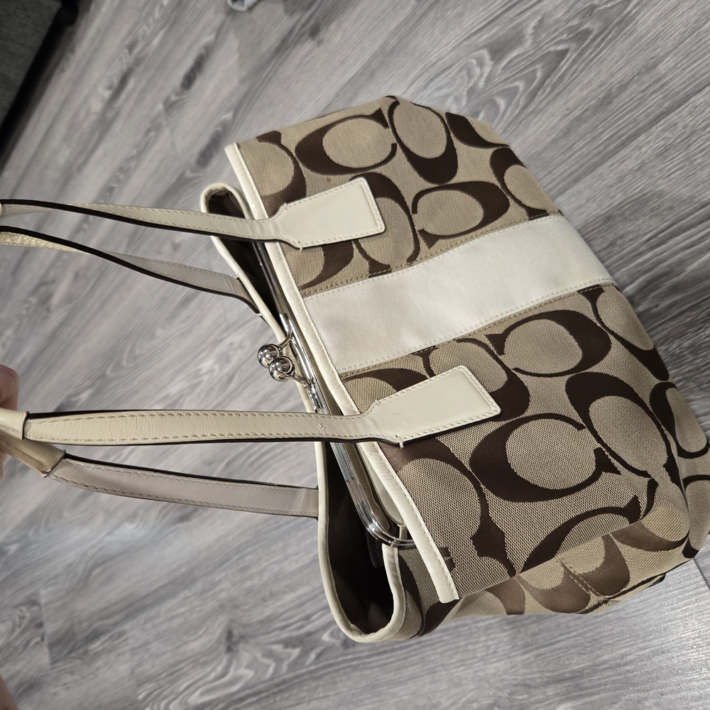 Coach Brown and Cream Tote Bag